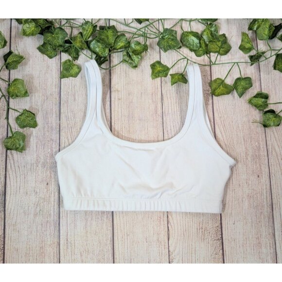 Aritzia TNA TnaLife Women's WHITE Purple Scoop Neck Mini Bra Athletic Size XS - Picture 1 of 4